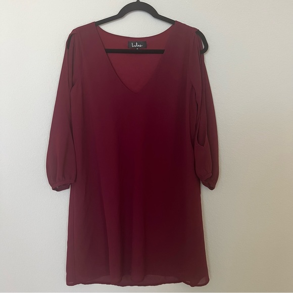 Lulus burgundy shift dress - Picture 5 of 6
